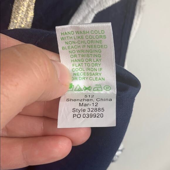 Lilly Pulitzer size 4 small one shoulder blue gold Dress stripe sirens guest - Picture 11 of 15